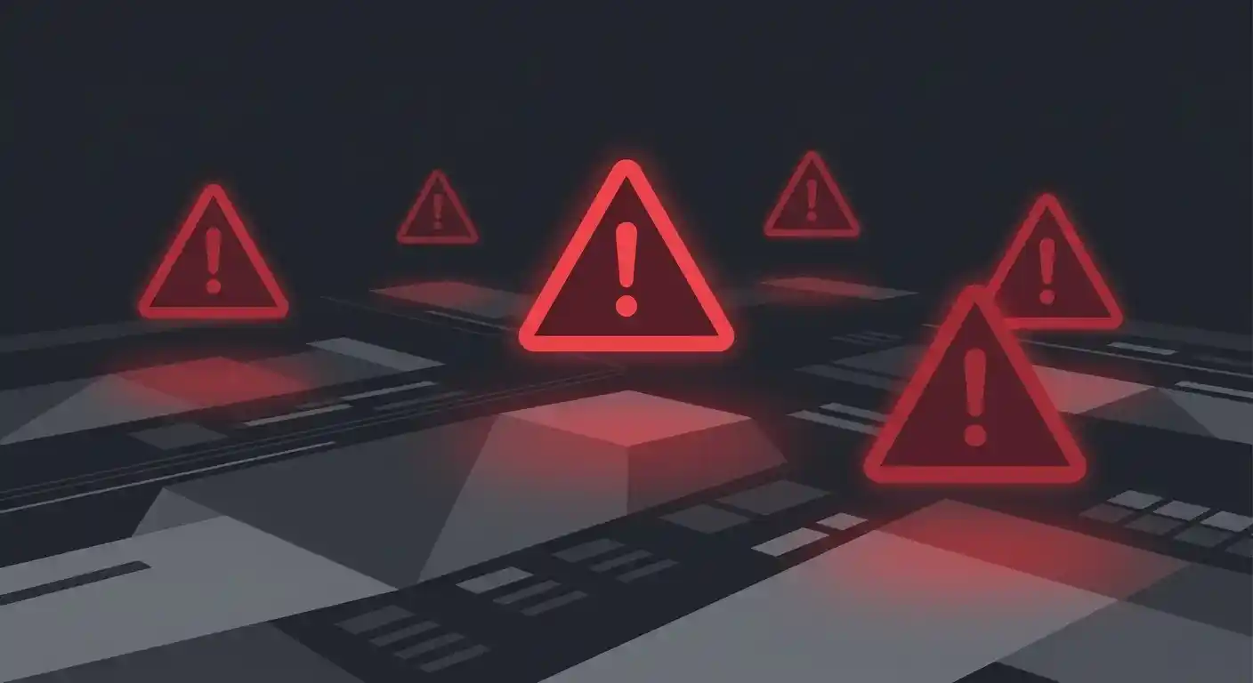 Symbolische rote Warnsignale auf einer digitalen Oberfläche als Hinweis auf Risiken