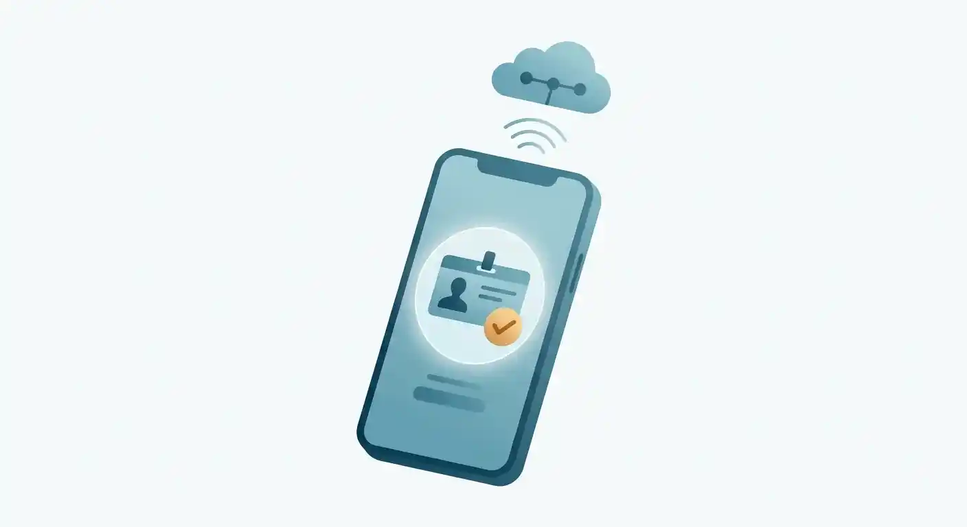 Symbolische Darstellung des digitalen Antragswegs zur Sperraufhebung mit BundID-Konto und elektronischer Identitätsfunktion ohne Medienbruch