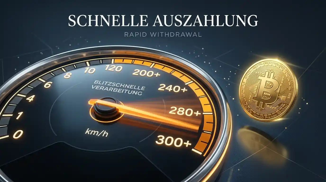 Stilisierte Uhr mit Geschwindigkeitsanzeige als Symbol für schnelle Auszahlungen