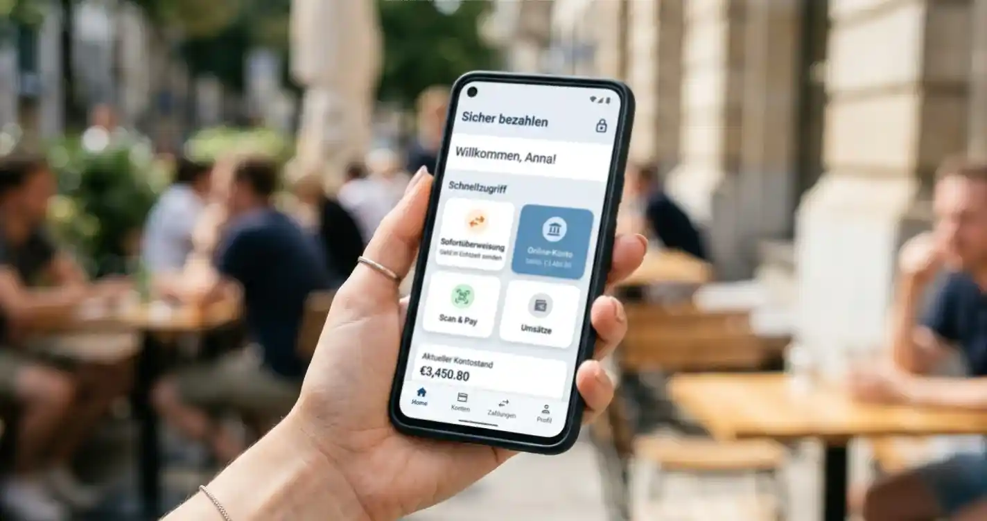 Symbolische Darstellung gängiger Online-Bezahlverfahren auf einem Smartphone