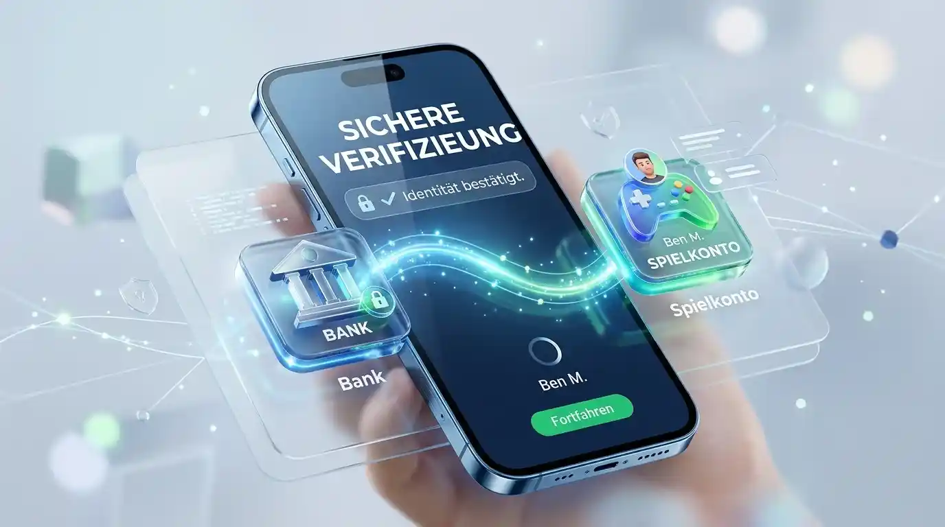 Verbindung zwischen Bankkonto und Spielkonto als Symbol für Pay-N-Play-Verifizierung