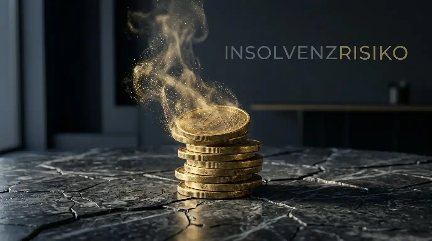 Symbolische Darstellung schwindender Geldbestände als Sinnbild für Insolvenzrisiko