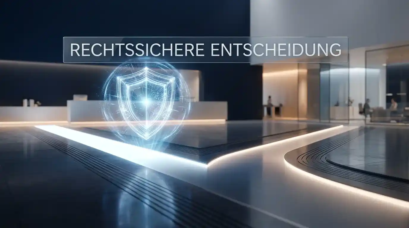Konzept einer rechtssicheren Entscheidungsfindung mit Wegweiser zwischen legalem und unerlaubtem Glücksspielangebot