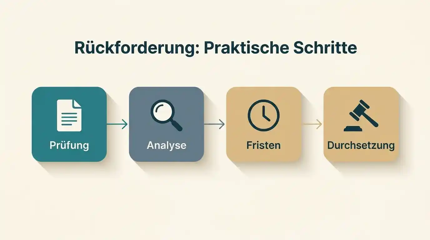 Strukturierte Übersicht der praktischen Schritte zur Rückforderung verlorener Einsätze von Anbieterauswahl bis Klageeinreichung