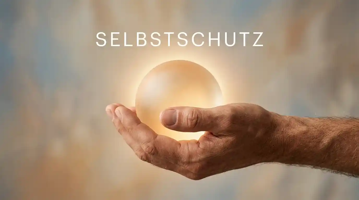 Schützende Hand über einem ruhenden Symbol als Sinnbild für die Sperre als Schutz